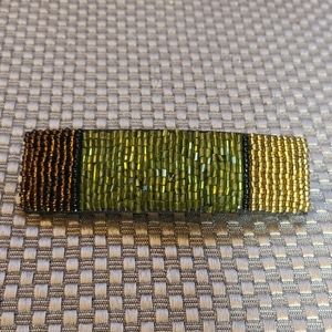 Vintage shimmery beaded barrette - 3 1/4" long